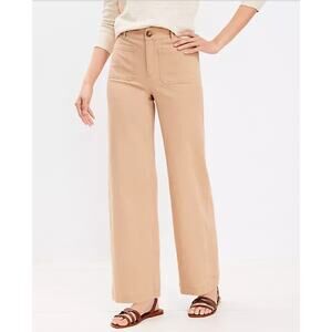 Loft Citizen Twill Full Length Wide Leg Pant Womens Size 14 Tall Khaki Tan NWT